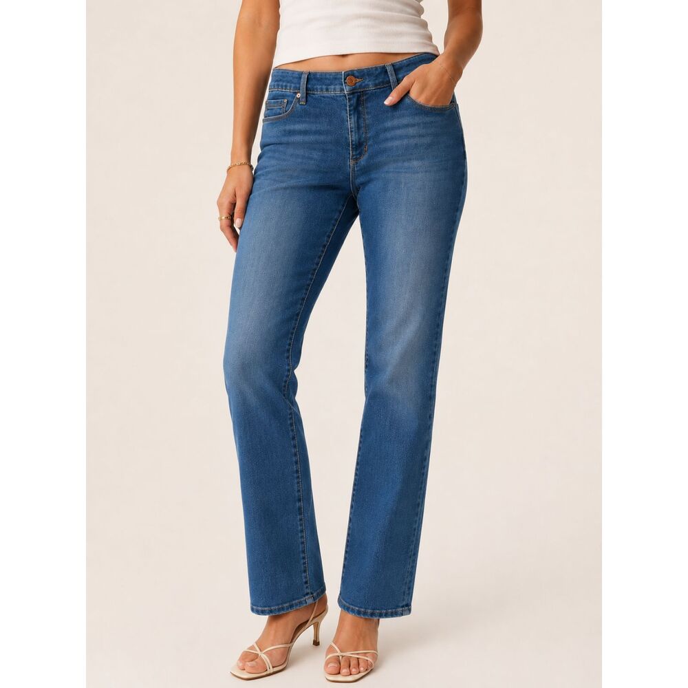 Bandolino Amy Jeans Womens 16 Blue High Rise Straight Leg Stretch Denim